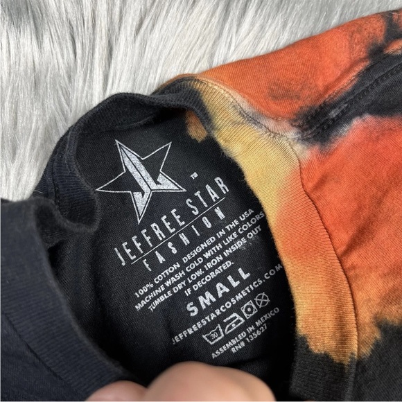 Jeffree Star Cosmetics Black Orange Tie Dye Logo T Shirt Size Small - Picture 3 of 13